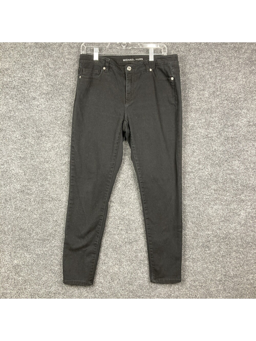 Michael Kors Womens Size 8 Black Mid Rise Skinny Zip Button Denim Pants Jeans